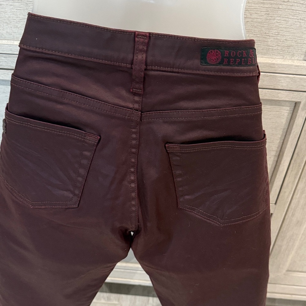 Women's Burgundy Coated Rock & Republic Jeans - Picture 2 of 5